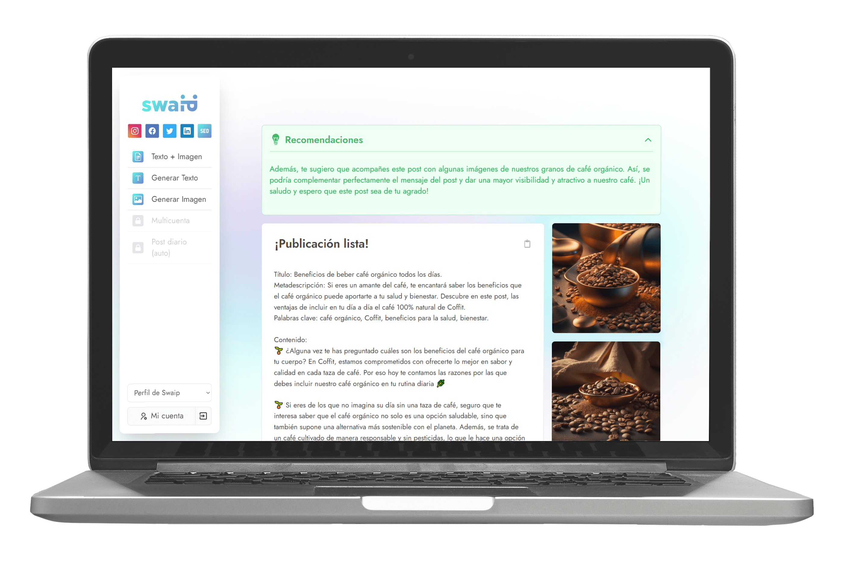 Aplicación SWAIP en desktop/ordenador